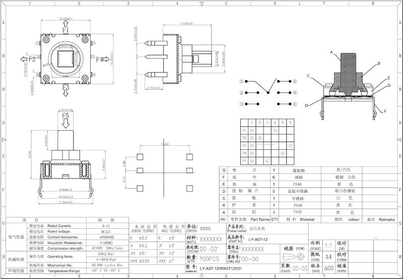 GODIYMODULES 5PCS DIP 5 Five Way Switch Multi-Direction Switch Touch Reset Key 10 * 10 * 10 MM Pin Multi Direction - Image 2